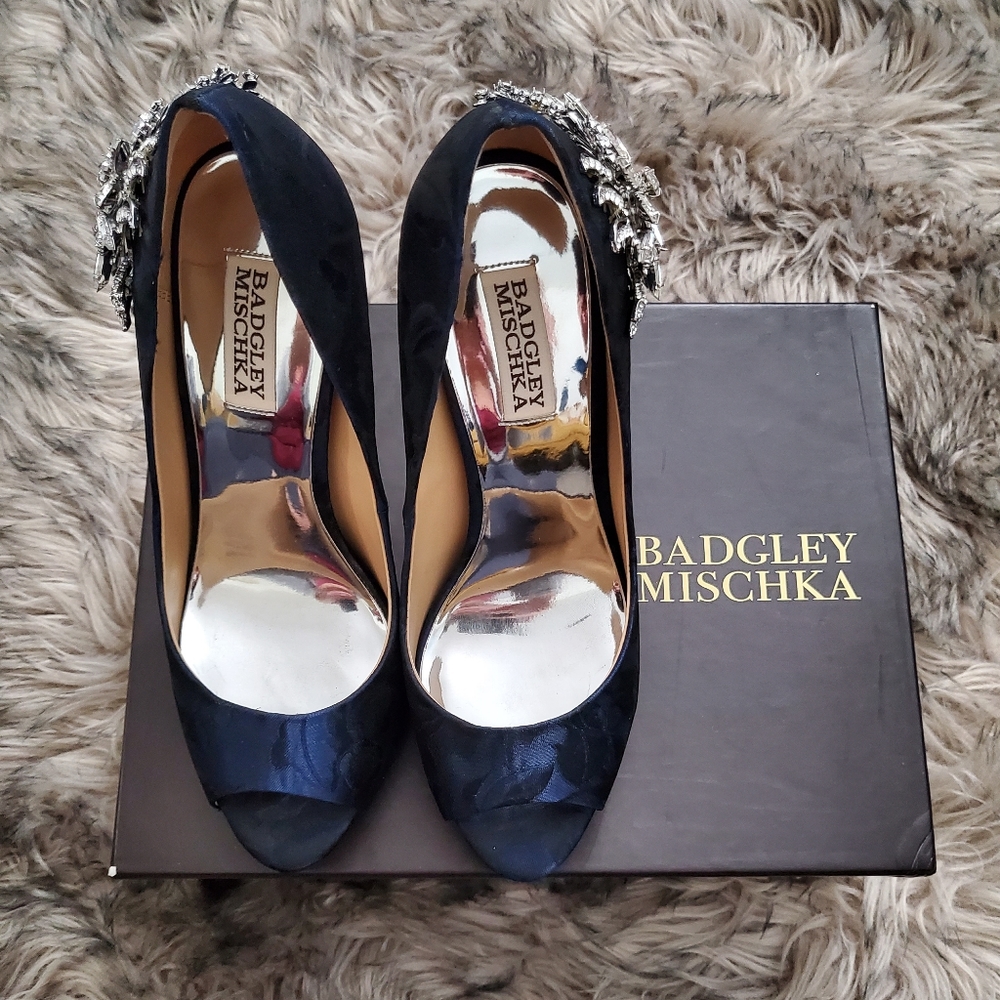 Badgley Mischka MARCIA brocade pump crystal jeweled
